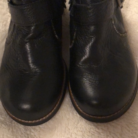 Black Kenzie leather boots with buckles, stud, and ruffle details - Picture 6 of 13